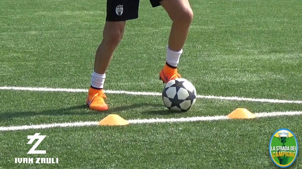 BALL MASTERY: Inside tear, right and left hook turn, inside opening, shoot on goal